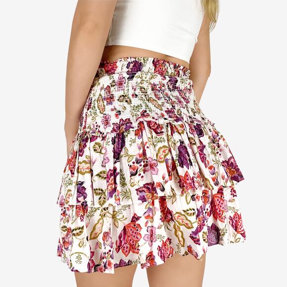 House of Harlow 1960 Floral Mini Skirt Pink Small Cotton Boho Girlcore Summer - Picture 2 of 12
